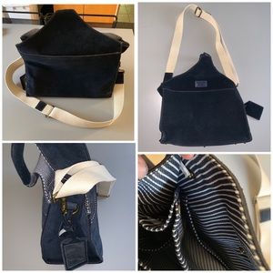 Navy Suede Purse Diaper Bag